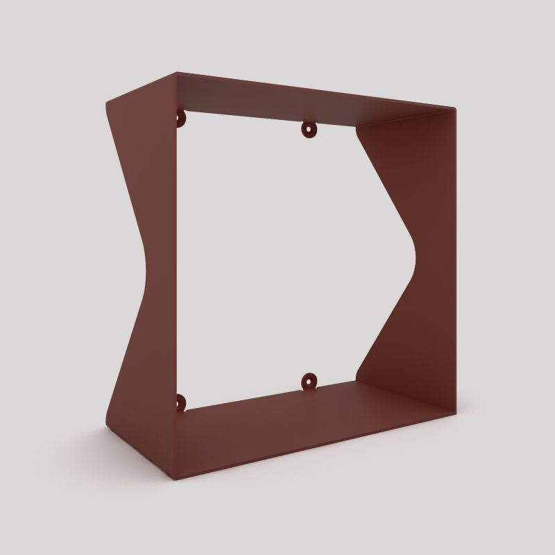Cube-étagère échancré en acier, red-brown métallisé