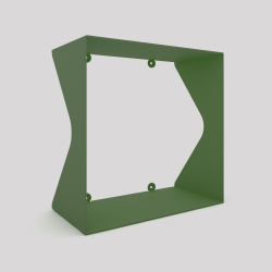 Cube-étagère échancré en acier, vert