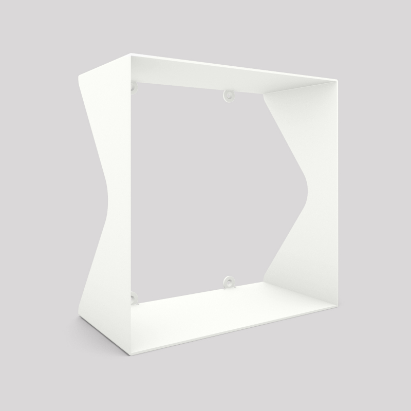 Cube-étagère échancré en acier, blanc