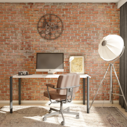 Pied de table mange debout en acier coloris carbone Topaze pour bureau