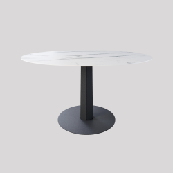Table à manger ronde décor marbre coloris carbone Aquila
