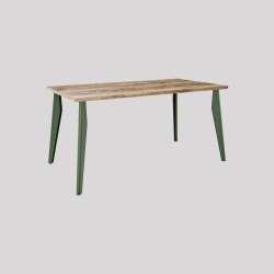 Table à manger rectangulaire décor chêne vieilli coloris vert Aries