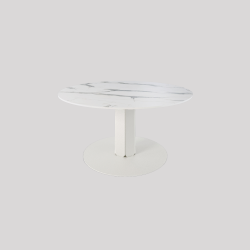 Table basse ronde décor marbre coloris blanc Cygne