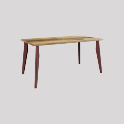 Table à manger rectangulaire décor chêne clair coloris red brown métallisé Orion