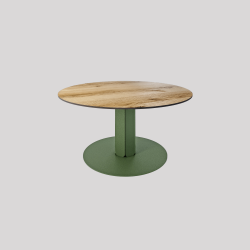 Table basse ronde décor chêne clair coloris vert Pégase