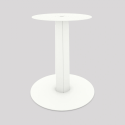 Table à manger ronde décor chêne clair équipée d'un pied central acier Zircon coloris blanc