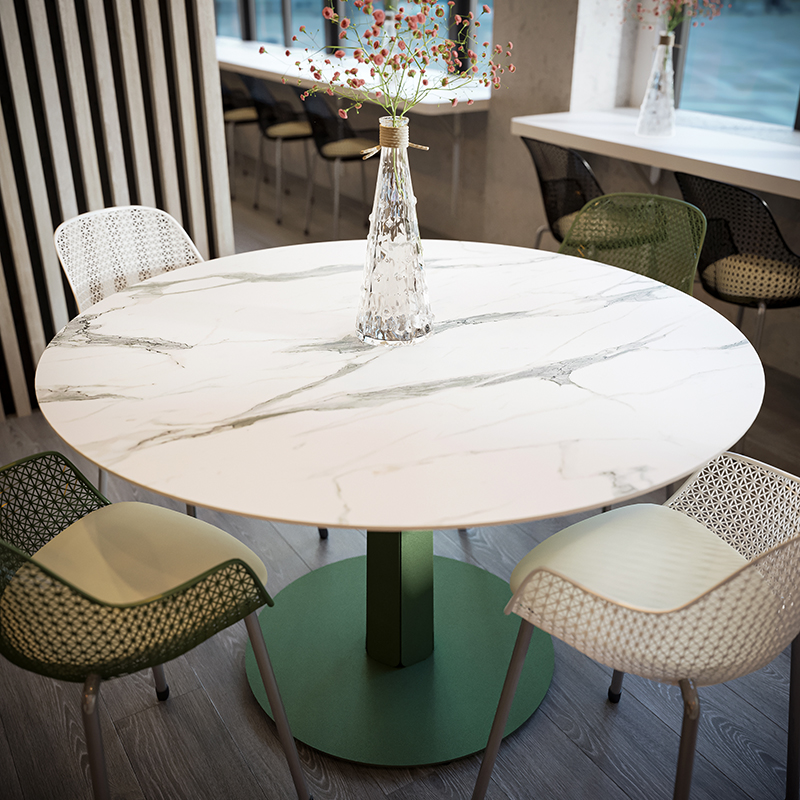 Table à manger ronde décor marbre Aquila - Déco-Gem