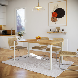 Table rectangulaire décor chêne clair Centaure dans une salle à manger