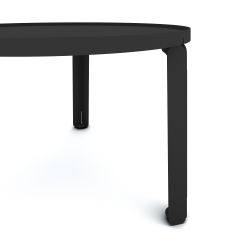 Détail de la table basse en acier Jade de forme ronde, coloris carbone