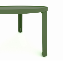 Détail de la table basse en acier Jade de forme ronde, coloris vert