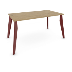 Table à manger rectangulaire décor chêne clair coloris red brown métallisé Orion