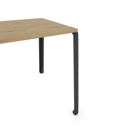 Plateau décor chêne clair pour table à manger rectangulaire, pieds acier coloris carbone