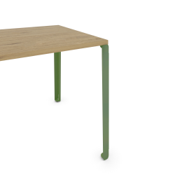 Plateau décor chêne clair pour table à manger rectangulaire, pieds acier coloris vert