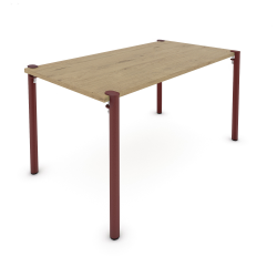 Table à manger rectangulaire décor chêne clair coloris red brown métallisé Andromède