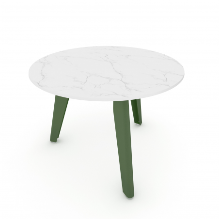 Table basse ronde décor marbre coloris vert Colombe Table basse ronde décor marbre coloris vert Colombe