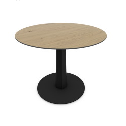 Table à manger ronde décor chêne clair coloris carbone Phénix