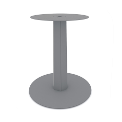 Table à manger ronde décor chêne clair équipée d'un pied central acier Zircon coloris gris métallisé