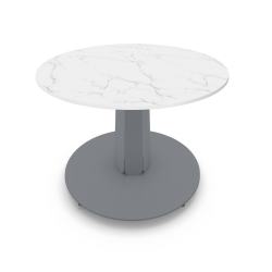 Table basse ronde décor marbre coloris gris métallisé Cygne