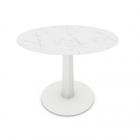 Table à manger ronde décor marbre coloris blanc Aquila