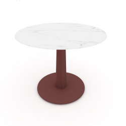 Table à manger ronde décor marbre coloris red brown métallisé Aquila