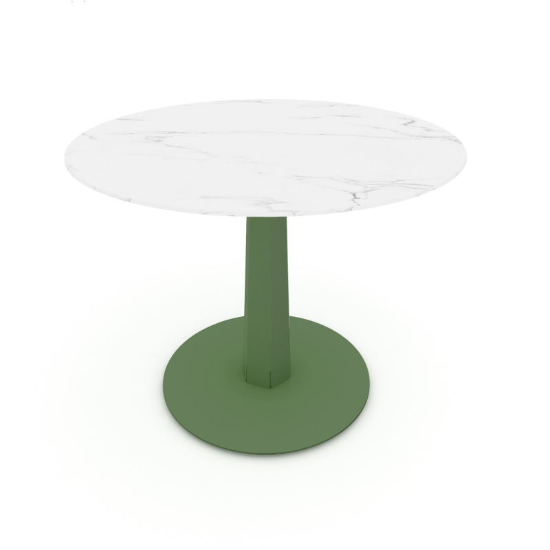 Table à manger ronde décor marbre coloris vert Aquila