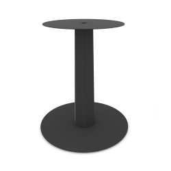 Table à manger ronde décor marbre équipée d'un pied central acier Zircon coloris noir