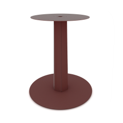 Table à manger ronde décor marbre équipée d'un pied central acier Zircon coloris red brown métallisé