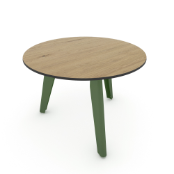 Table basse ronde décor chêne clair coloris vert Epsilon