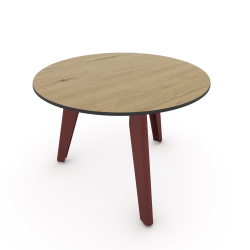 Table basse ronde décor chêne clair coloris red brown métallisé Epsilon
