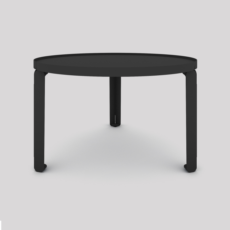 Table basse en acier Jade de forme ronde, coloris carbone