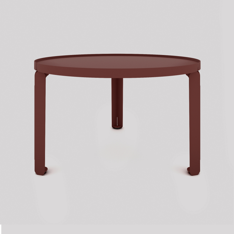 Table basse en acier Jade de forme ronde, coloris red brown métallisé