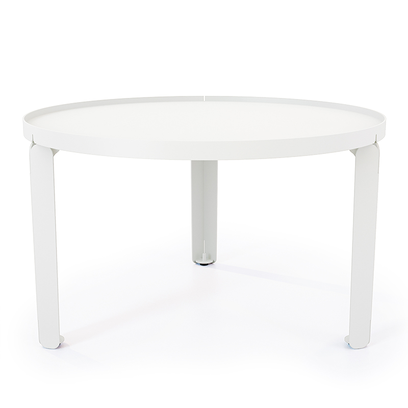 Table basse en acier Jade de forme ronde, coloris blanc