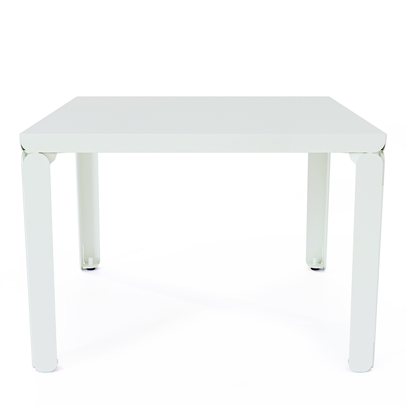 Table basse en acier Cristal de forme carrée, coloris blanc