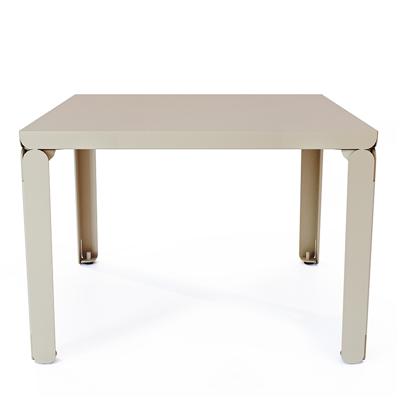 Table basse en acier Cristal de forme carrée, coloris champagne