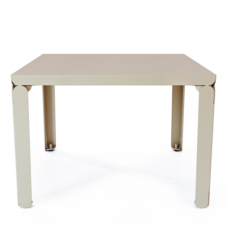 Table basse en acier Cristal de forme carrée, coloris champagne Table basse en acier Cristal de forme carrée, coloris champagne