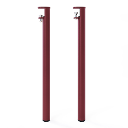 Table murale rectangulaire décor chêne clair équipée de 2 pieds acier red brown