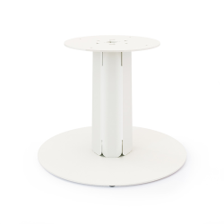 Table équipée d'un pied central en acier blanc Zircon