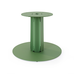 Table équipée d'un pied central en acier vert Zircon