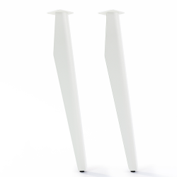 Table à manger rectangulaire décor chêne vieilli équipée de 4 pieds acier Opale coloris blanc