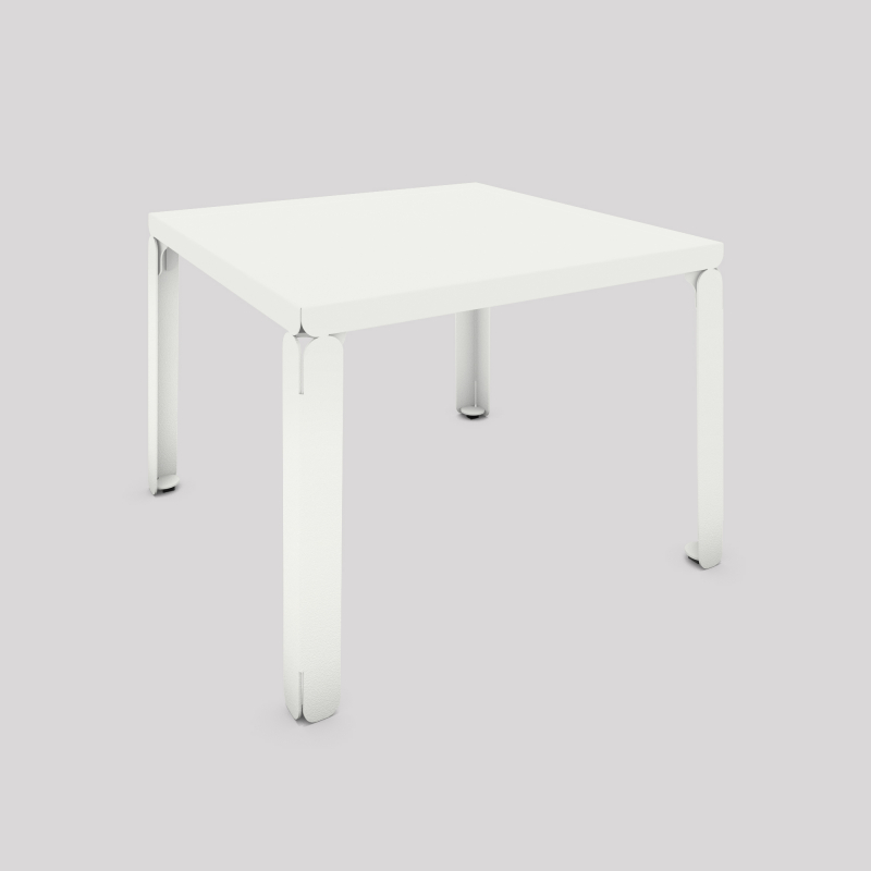 Table basse en acier Cristal de forme carrée, coloris blanc