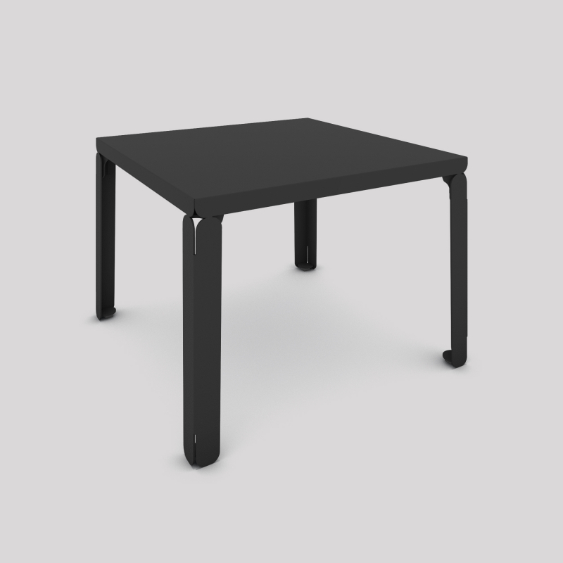 Table basse en acier Cristal de forme carrée, coloris carbone