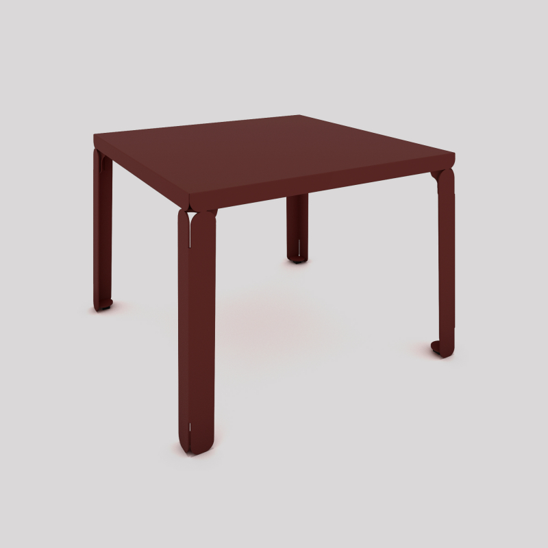 Table basse en acier Cristal de forme carrée, coloris red brown métallisé