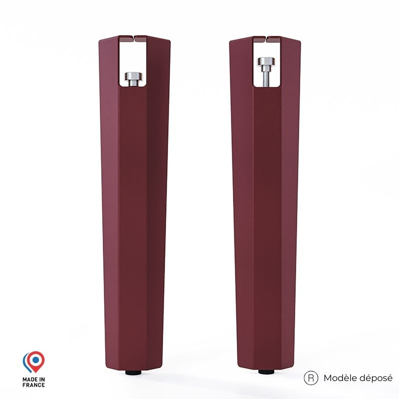 Lot de deux pieds de table basse en acier red brown Saphir
