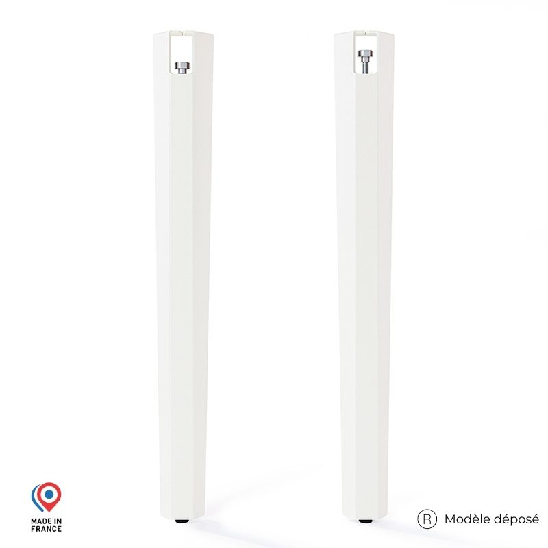 Lot de deux pieds de table haute Saphir en acier blanc