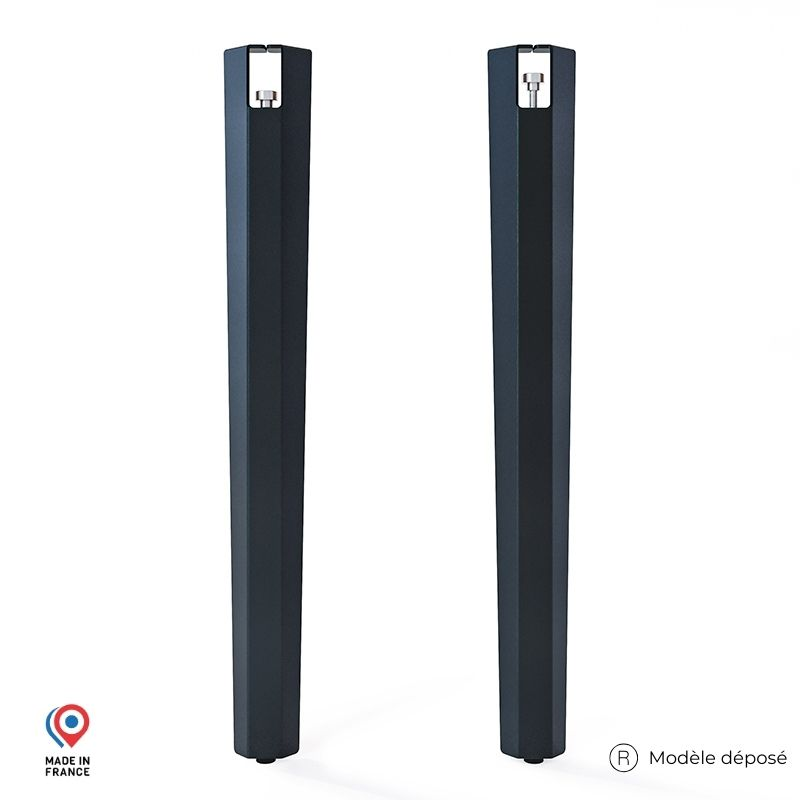 Lot de deux pieds de table mange debout Saphir en acier noir
