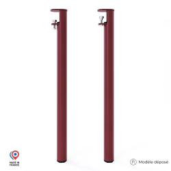 Lot de deux pieds de table mange debout Topaze en acier coloris red brown