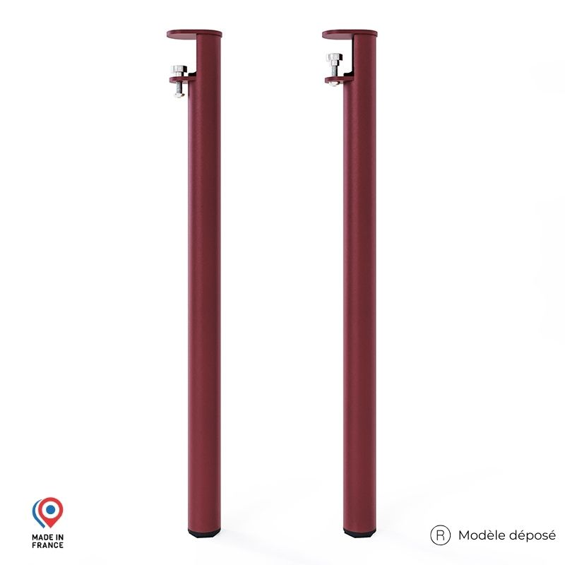 Lot de deux pieds de table mange debout Topaze en acier coloris red brown