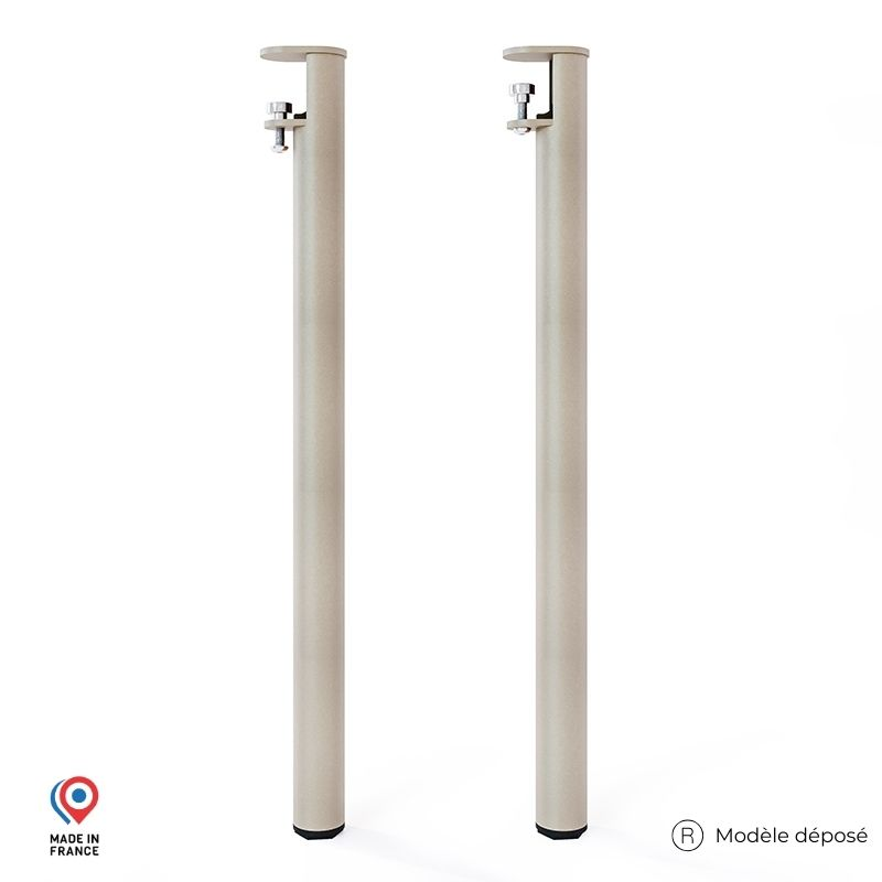 Lot de deux pieds de table mange debout Topaze en acier coloris champagne