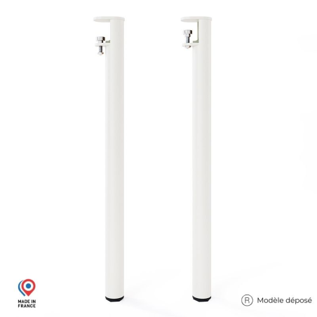 Lot de deux pieds de table mange debout Topaze en acier blanc Lot de deux pieds de table mange debout Topaze en acier blanc