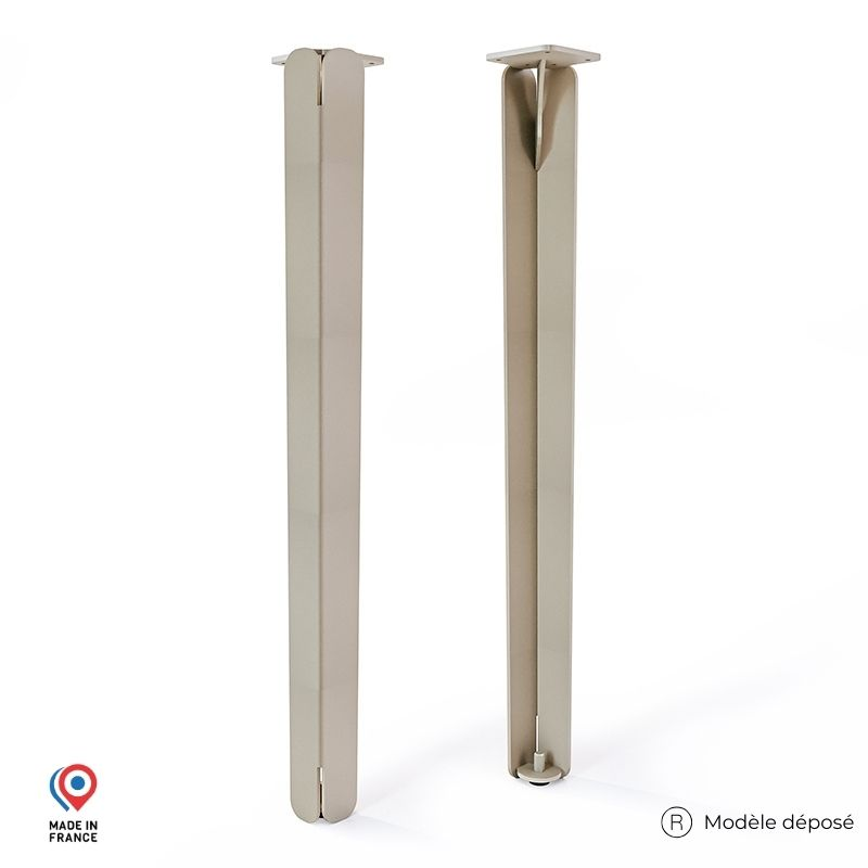 Lot de deux pieds de table haute Jaspe en acier coloris champagne